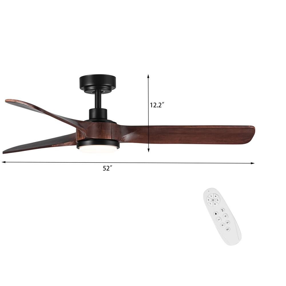 52"Integrated LED Light Ceiling Fan with ABS shade and Remote Control